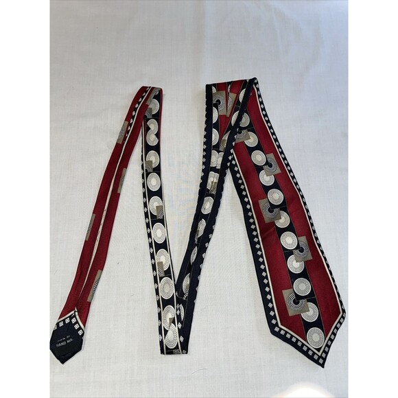 Roffe Dress Tie Mens Size 60" Multicolor Geometric 100% Silk Designer - Picture 1 of 12